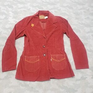 Vintage Levis Coat Jacket Womes Small Red Big E Corduroy 60s 70s